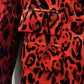 Long Sleeve Animal Print Suit Red Velvet Pantsuit Slim Fit Chic Suit