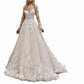 Long Sleeve Appliques Tulle Wedding Dress Tulle Lace Bridal Dress