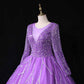 Long Sleeve Beaded Quinceanera Dresses Tulle Ball Gowns Formal Dresses