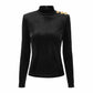 Long Sleeve Black Velvet Top Mini Skirt Suit