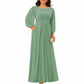 Long Sleeve Bridesmaid Dresses Chiffon Wedding Guest Dress Long Evening Gowns