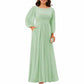 Long Sleeve Bridesmaid Dresses Chiffon Wedding Guest Dress Long Evening Gowns