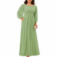 Long Sleeve Bridesmaid Dresses Chiffon Wedding Guest Dress Long Evening Gowns