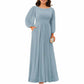 Long Sleeve Bridesmaid Dresses Chiffon Wedding Guest Dress Long Evening Gowns