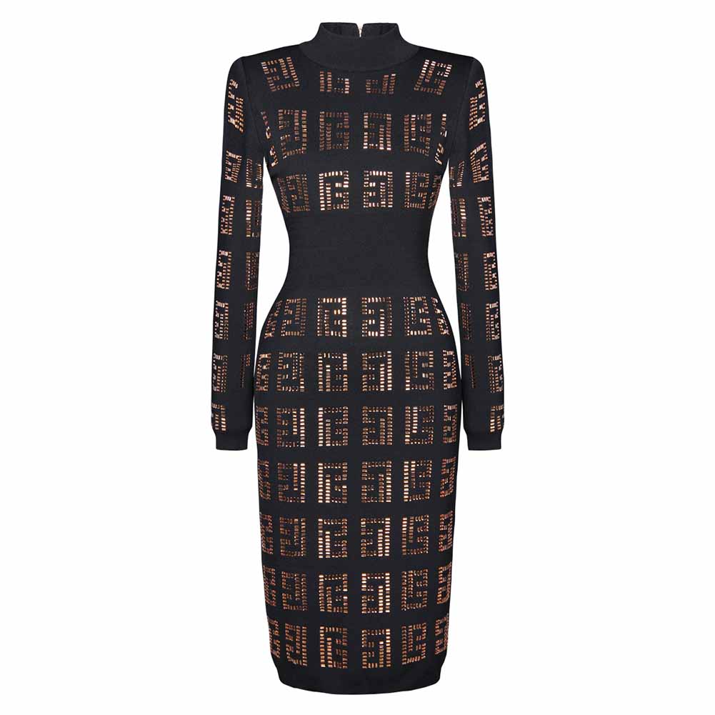 Knitted Round-Neck Dress Rhinestone Slim Fit Midi Dresses