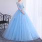 Ball Gown Quinceanera Dress Princess Dress Long Sleeve V Neck Appliques Prom Dress