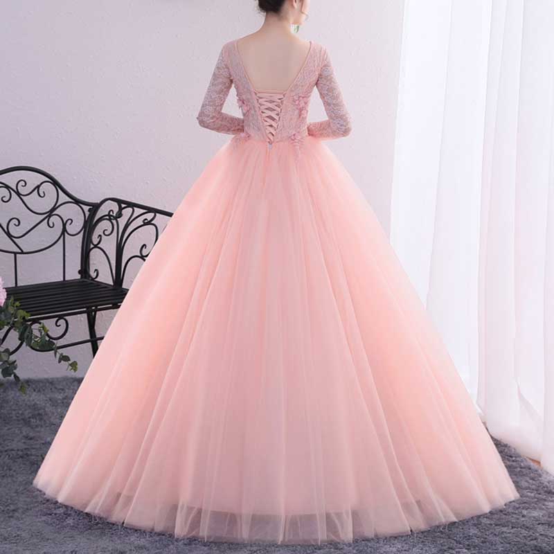 Ball Gown Quinceanera Dress Princess Dress Long Sleeve V Neck Appliques Prom Dress