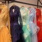 Long Sleeve V-Neck Quinceanera Prom Dress Gala Evening Dress Tulle Ball Gown