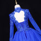 Long Sleeve V-Neck Quinceanera Prom Dress Gala Evening Dress Tulle Ball Gown