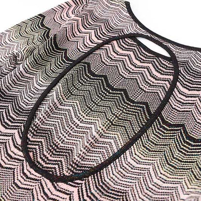 Long Sleeves Multi-Knitted Midi Dress Cut-Out Back Long Dress