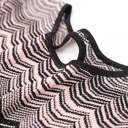 Long Sleeves Multi-Knitted Midi Dress Cut-Out Back Long Dress