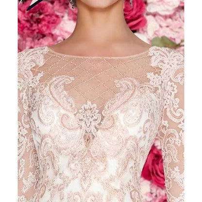 Long Sleeve Tea Length Lace Applique 2 Pieces Mother of The Bride Dresses with Jacket