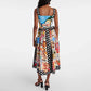 Long Strapless Patchwork-Print Midi Dress