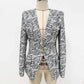 Love Letter-Print 1-button Jacket Collarless Blazer