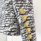 Love Letter-Print 1-button Jacket Collarless Blazer