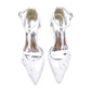 Low Heel Ankle Strap Wedding Shoes Pointed Toe Flower Appliqued Bridal Shoes