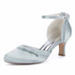 Low Heels Wedding Shoes Ankle Strap Satin Bridal Heels Dress Shoes