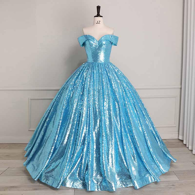 Luxury Off Shoulder Quinceanera Dresses Ball Gown Puffy Beaded Prom Gowns