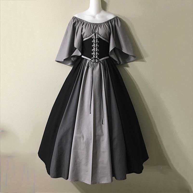 Medieval Midi Dress Gothic Cosplay Costume Ball Gown