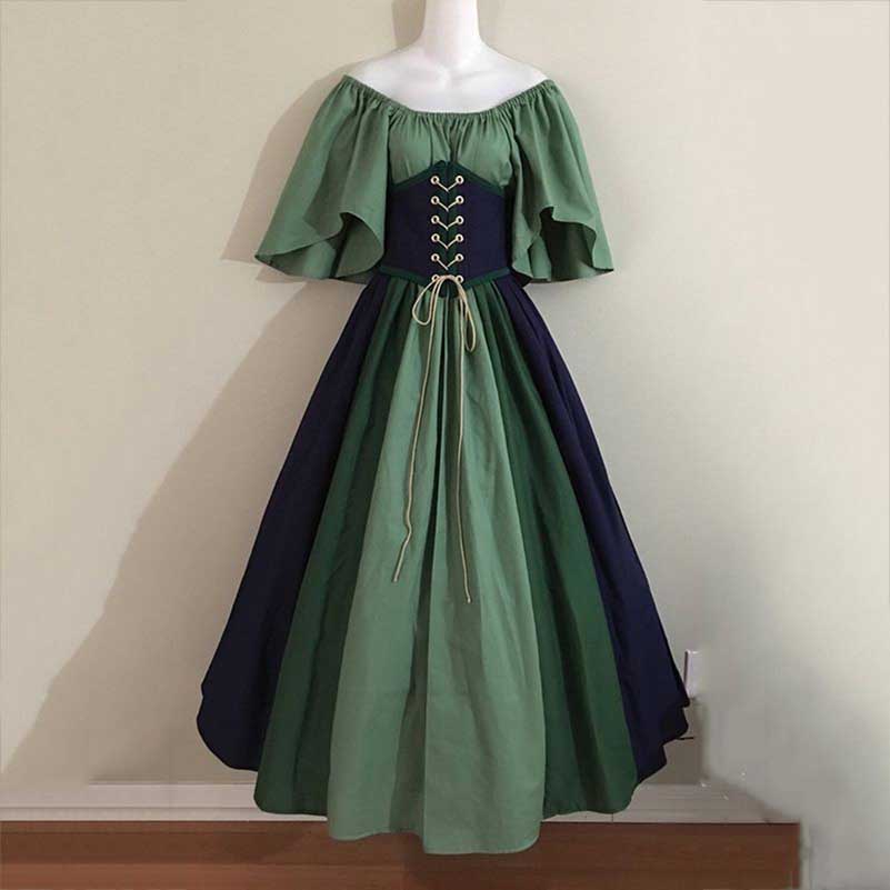 Medieval Midi Dress Gothic Cosplay Costume Ball Gown