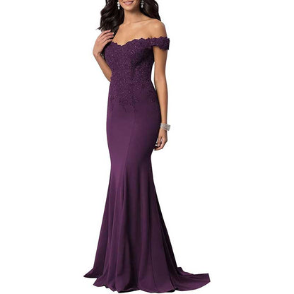 Mermaid Bridesmaid Dresses Long Prom Gown Lace Beaded Formal Evening Dresses