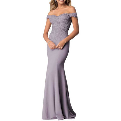 Mermaid Bridesmaid Dresses Long Prom Gown Lace Beaded Formal Evening Dresses