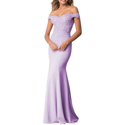 Mermaid Bridesmaid Dresses Long Prom Gown Lace Beaded Formal Evening Dresses