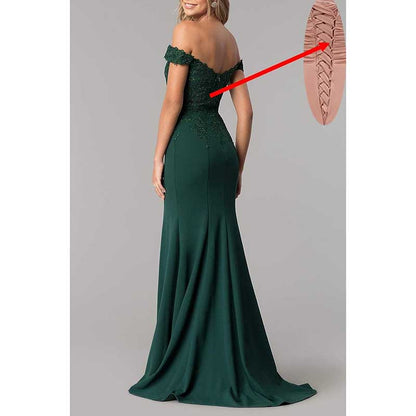 Mermaid Bridesmaid Dresses Long Prom Gown Lace Beaded Formal Evening Dresses