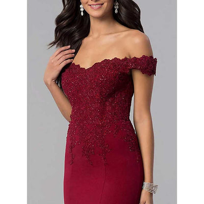 Mermaid Bridesmaid Dresses Long Prom Gown Lace Beaded Formal Evening Dresses