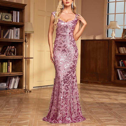 Sequin Mermaid Long Prom Dress Event Dress Wedding Ball Gown Dress