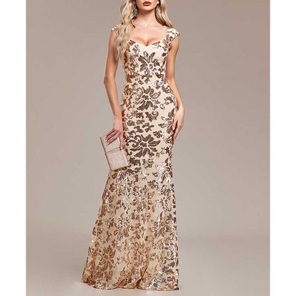 Sequin Mermaid Long Prom Dress Event Dress Wedding Ball Gown Dress