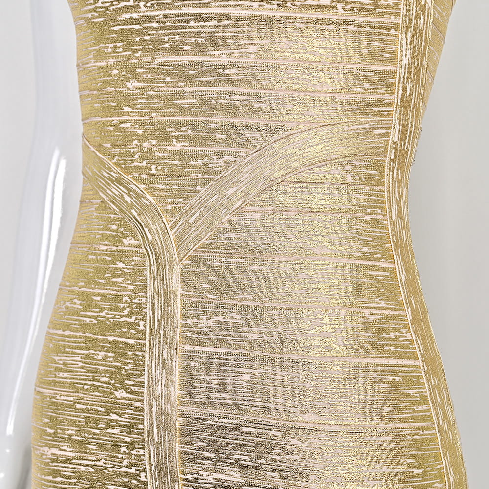 Metallic Gold Halter Dress | Bandage Bodycon for Nightclub