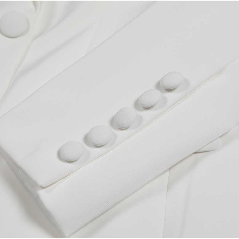 Women's Mid-Length Sequin Blazer Coat in Black & White