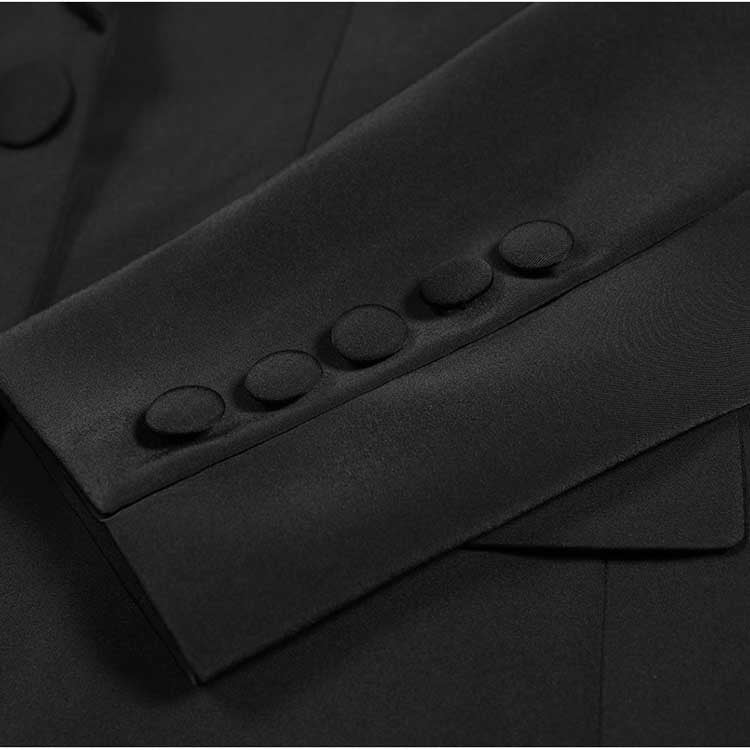 Women's Mid-Length Sequin Blazer Coat in Black & White