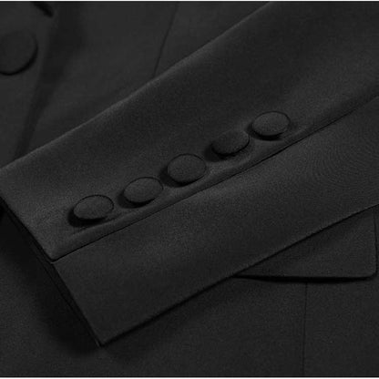 Women's Mid-Length Sequin Blazer Coat in Black & White