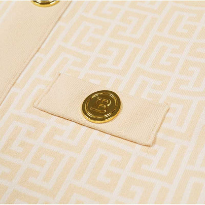 Midi Knit Dress With Pocket and Buttons Round-Neck