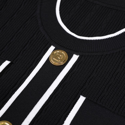 Midi Knitted Dress With Pocket and Buttons