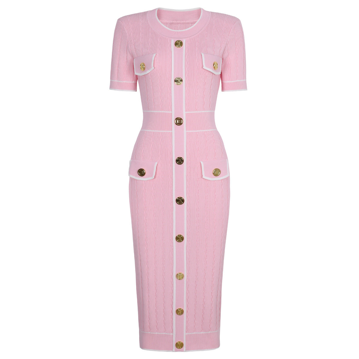 Midi Knitted Dress With Pocket and Buttons