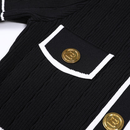 Midi Knitted Dress With Pocket and Buttons