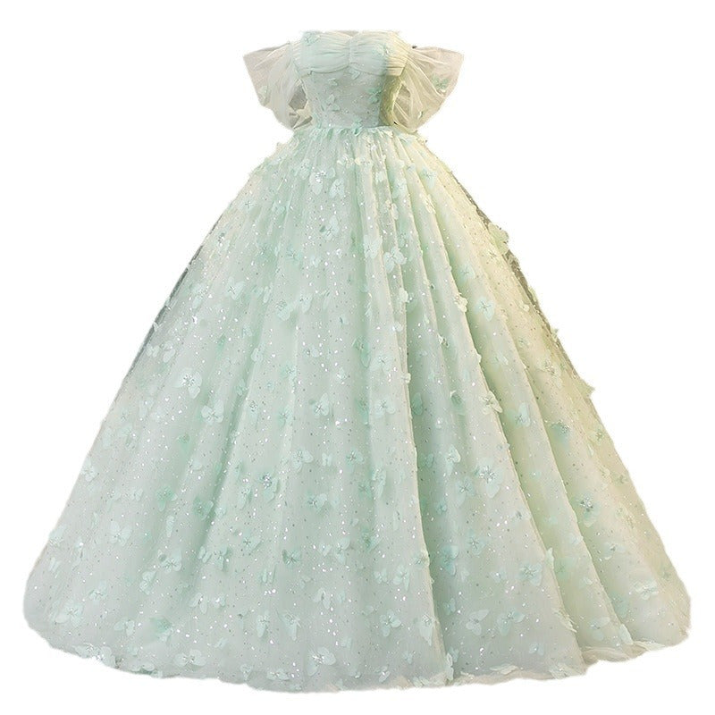 Mint Green Off-Shoulder Prom Dress – Ball Gown for Formal Evening, Sweet 16 & Quinceañera