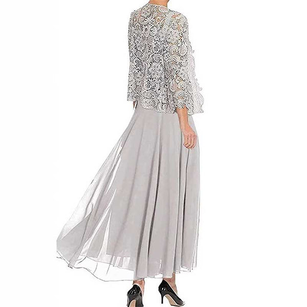 Mother of The Bride Dress With Jacket Chiffon Wedding Guest Outfit – SD
