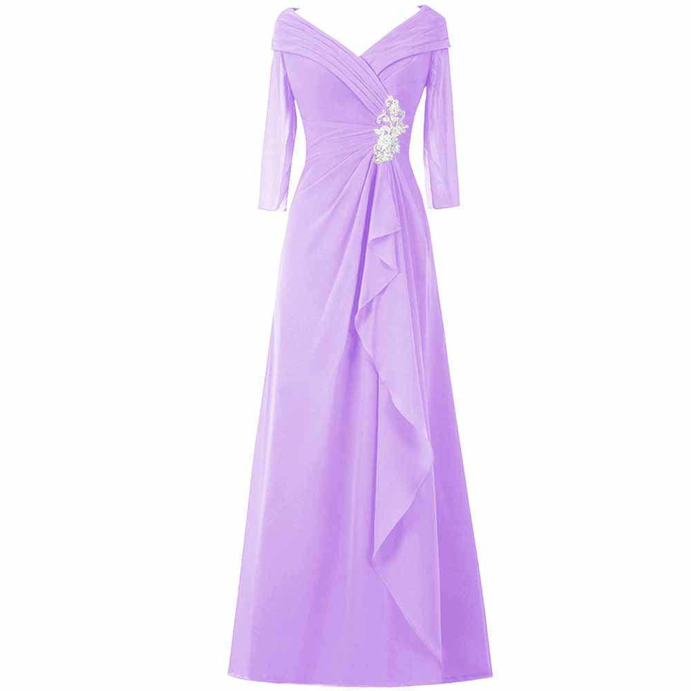 Long Evening Dress Mother of The Bride Dress Half Sleeve Long Chiffon Wedding Guest Dresses