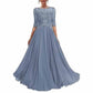 Mother of The Bride Dresses Lace Maxi Formal Evening Gown with Sleeves