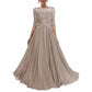 Mother of The Bride Dresses Lace Maxi Formal Evening Gown with Sleeves