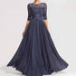 Mother of The Bride Dresses Lace Maxi Formal Evening Gown with Sleeves