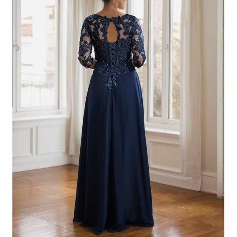 Mother of The Bride Dresses Wedding Guest Dress Chiffon Lace Formal Dress With Sleeve