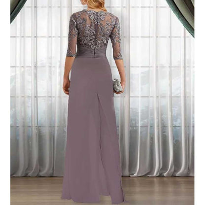 Mother of The Bride Pant Suits Wedding Jumpsuit Chiffon Lace Appliques Prom Ball Outfit