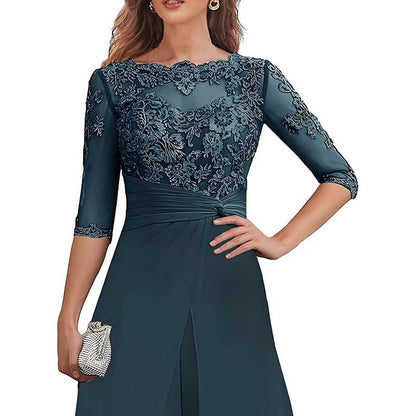 Mother of The Bride Pant Suits Wedding Jumpsuit Chiffon Lace Appliques Prom Ball Outfit