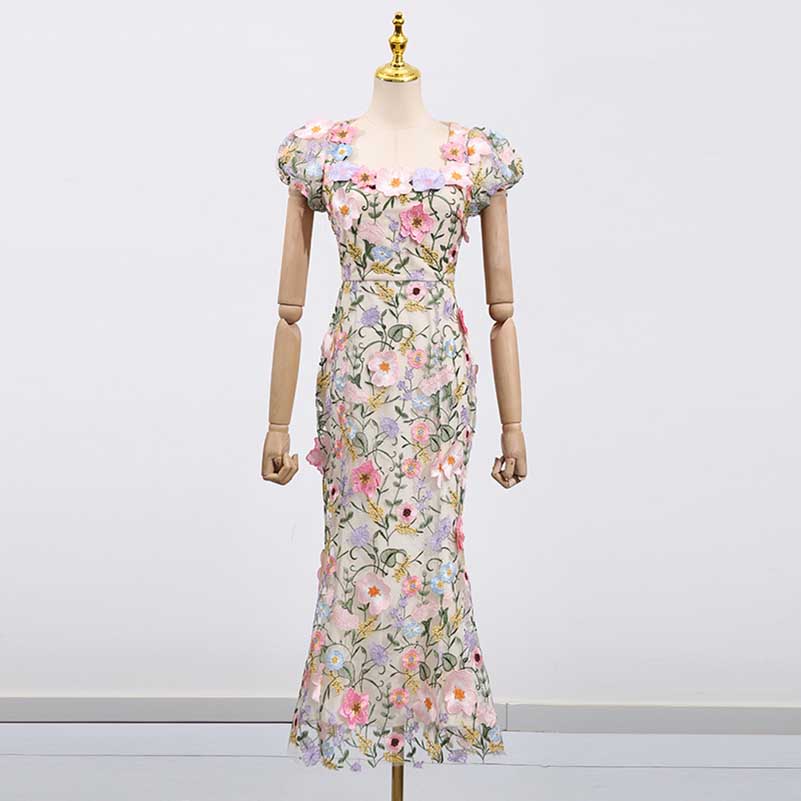 Multicolor Maxi Dress 3D Lace Floral Midi Dress SD Dresscode & Fashiontrends Multicolor Maxi Dress 3D Lace Floral Midi Dress SD Dresscode & Fashiontrends