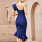 Women's One Shoulder Bandage Dresses for Women Wedding Guest Sexy Formal Midi Dress